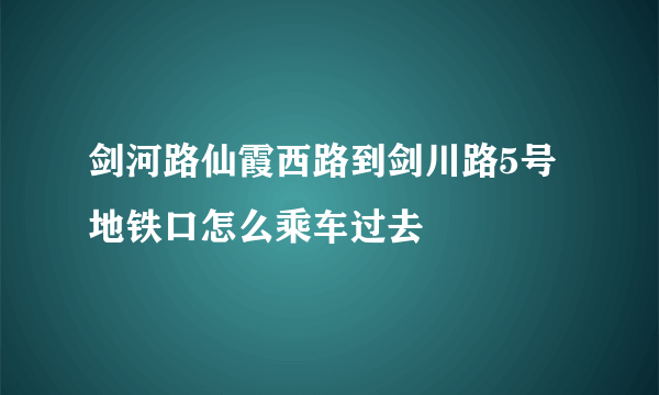 剑河路仙霞西路到剑川路5号地铁口怎么乘车过去