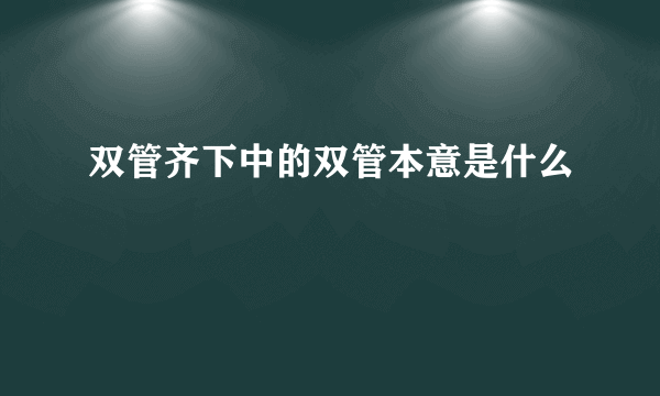 双管齐下中的双管本意是什么