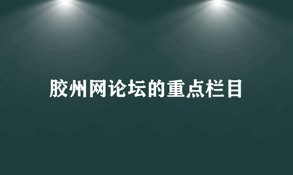 胶州网论坛的重点栏目