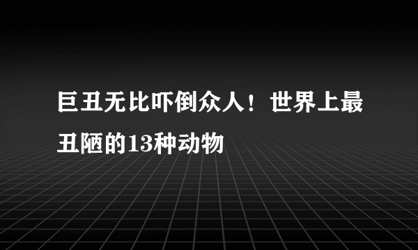 巨丑无比吓倒众人！世界上最丑陋的13种动物