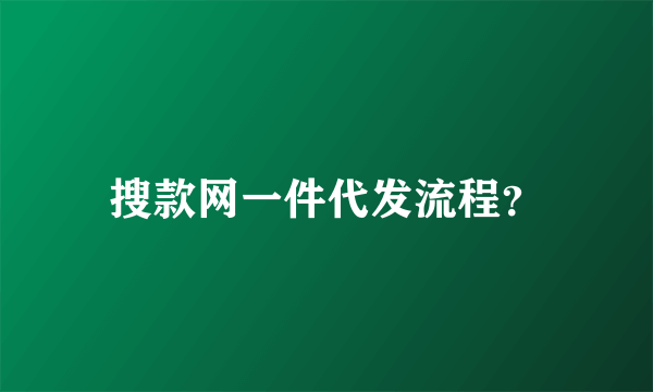 搜款网一件代发流程？