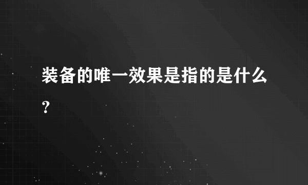 装备的唯一效果是指的是什么？