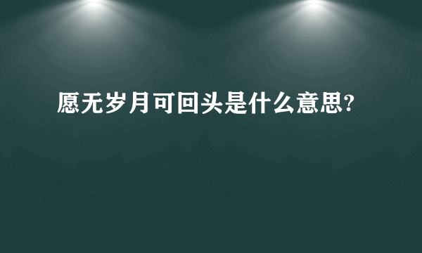 愿无岁月可回头是什么意思?