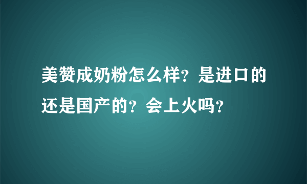 美赞成奶粉怎么样？是进口的还是国产的？会上火吗？