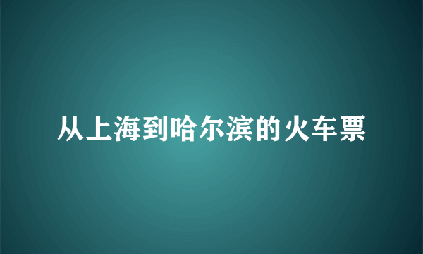 从上海到哈尔滨的火车票