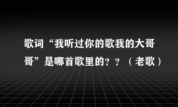 歌词“我听过你的歌我的大哥哥”是哪首歌里的？？（老歌）