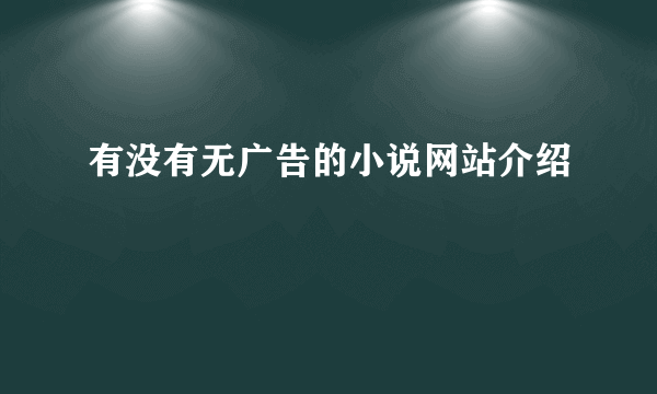 有没有无广告的小说网站介绍