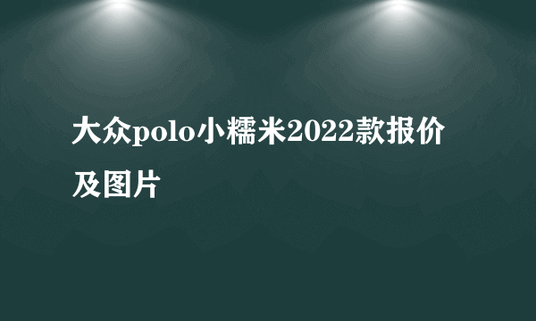 大众polo小糯米2022款报价及图片