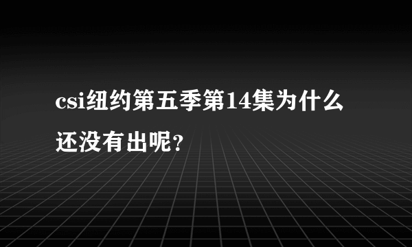 csi纽约第五季第14集为什么还没有出呢？