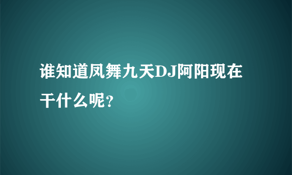 谁知道凤舞九天DJ阿阳现在干什么呢？