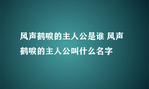 风声鹤唳的主人公是谁 风声鹤唳的主人公叫什么名字