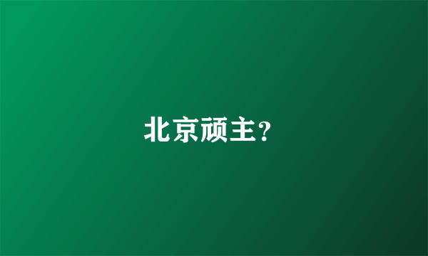 北京顽主？