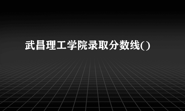 武昌理工学院录取分数线()