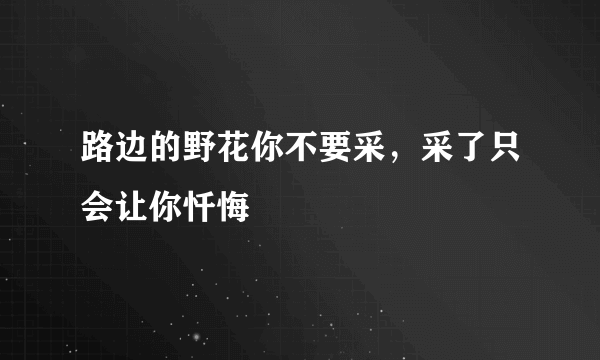 路边的野花你不要采，采了只会让你忏悔