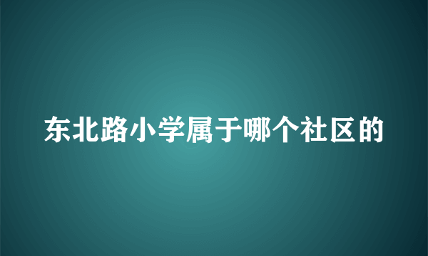 东北路小学属于哪个社区的