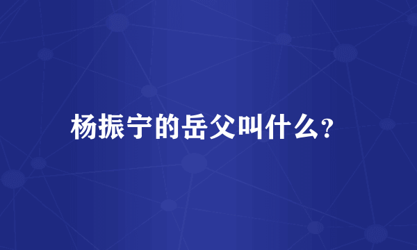 杨振宁的岳父叫什么？