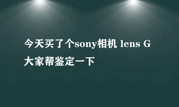 今天买了个sony相机 lens G 大家帮鉴定一下