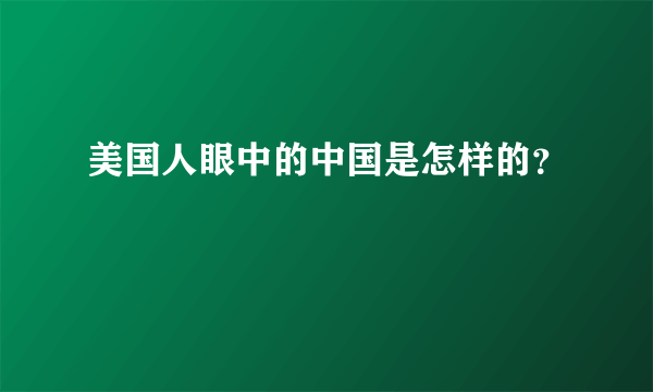 美国人眼中的中国是怎样的？