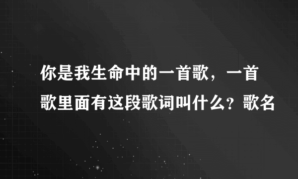 你是我生命中的一首歌，一首歌里面有这段歌词叫什么？歌名