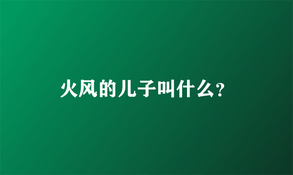 火风的儿子叫什么？