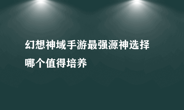 幻想神域手游最强源神选择 哪个值得培养