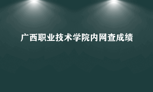 广西职业技术学院内网查成绩