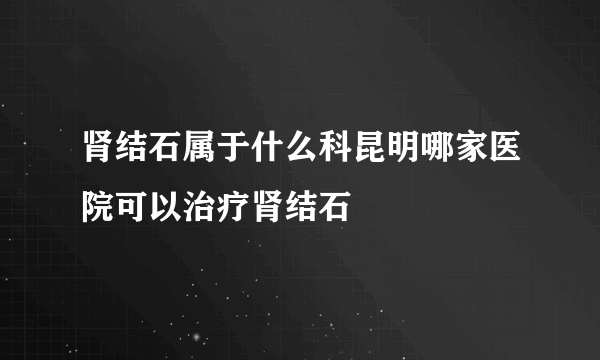 肾结石属于什么科昆明哪家医院可以治疗肾结石