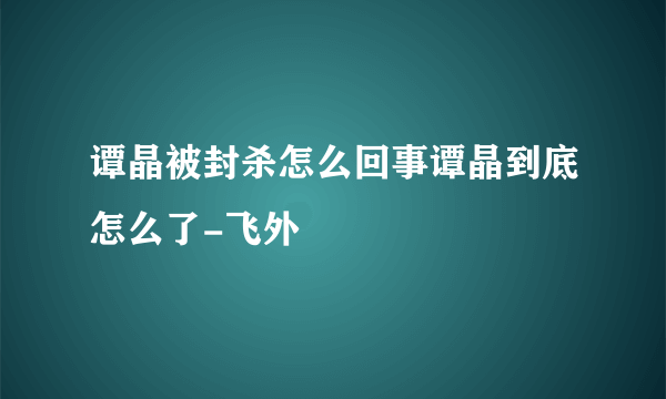 谭晶被封杀怎么回事谭晶到底怎么了-飞外