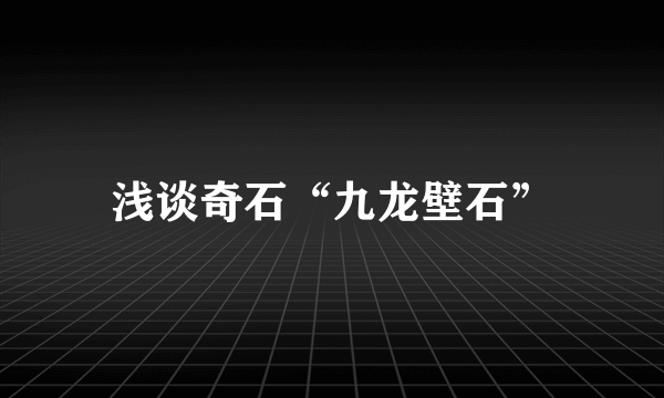 浅谈奇石“九龙壁石”