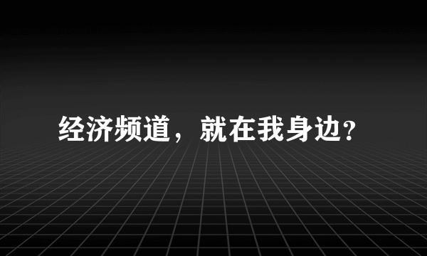 经济频道，就在我身边？