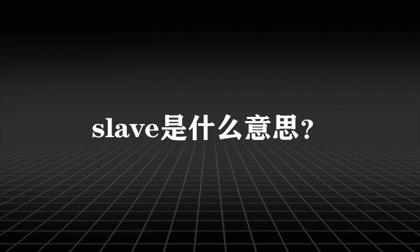 slave是什么意思？