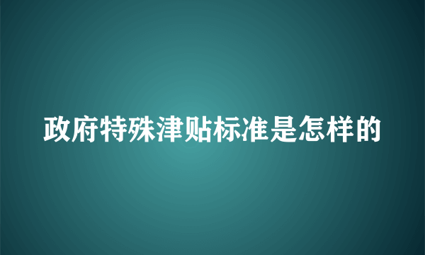 政府特殊津贴标准是怎样的