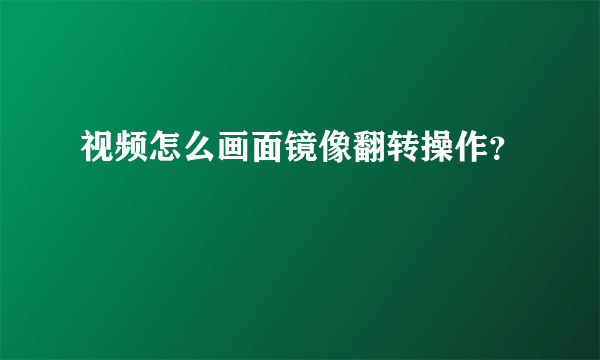 视频怎么画面镜像翻转操作？