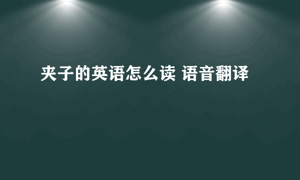 夹子的英语怎么读 语音翻译