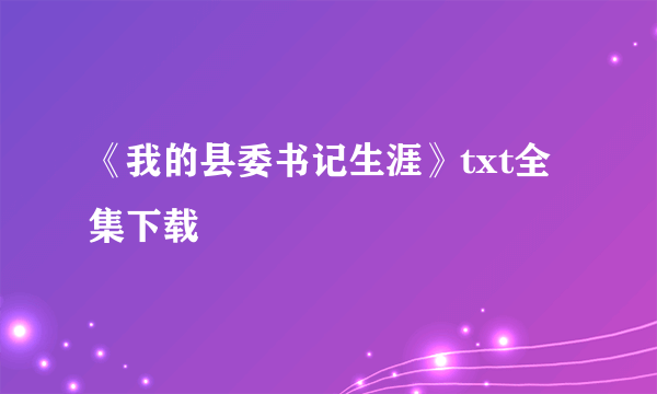 《我的县委书记生涯》txt全集下载