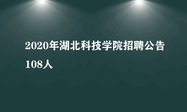 2020年湖北科技学院招聘公告108人