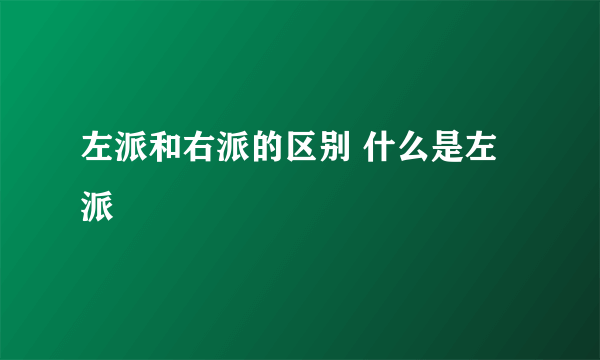 左派和右派的区别 什么是左派