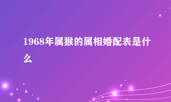 1968年属猴的属相婚配表是什么