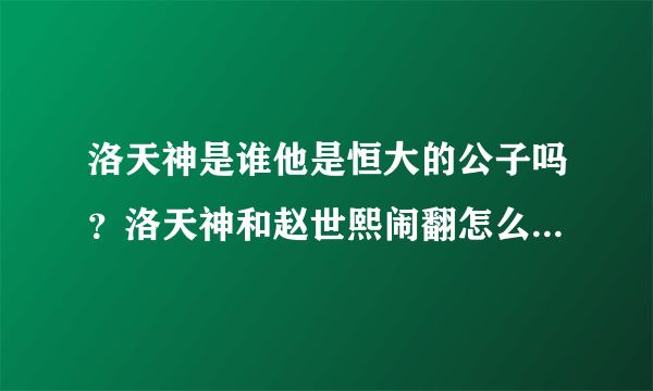 洛天神是谁他是恒大的公子吗？洛天神和赵世熙闹翻怎么回事_飞外网