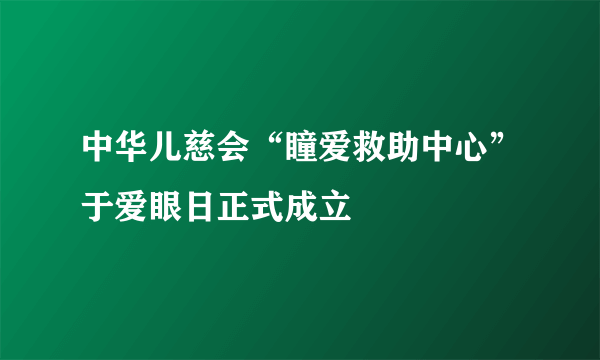 中华儿慈会“瞳爱救助中心”于爱眼日正式成立