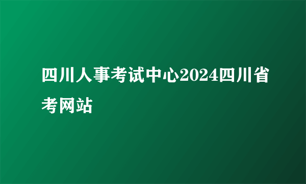 四川人事考试中心2024四川省考网站