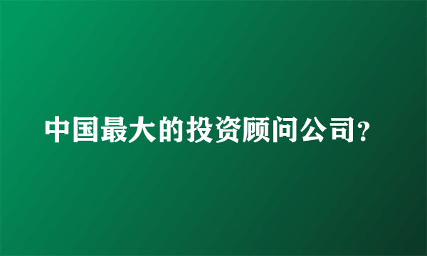 中国最大的投资顾问公司？