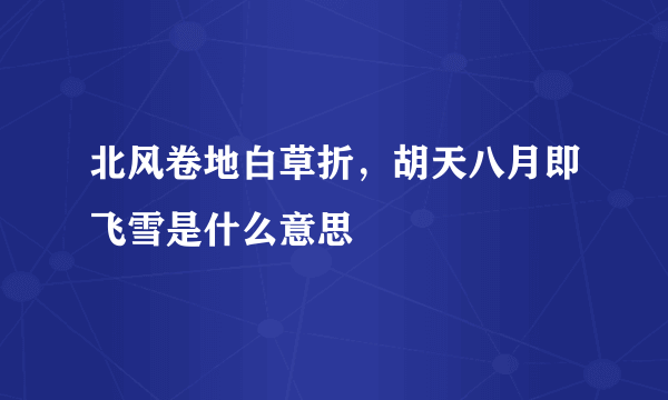 北风卷地白草折，胡天八月即飞雪是什么意思