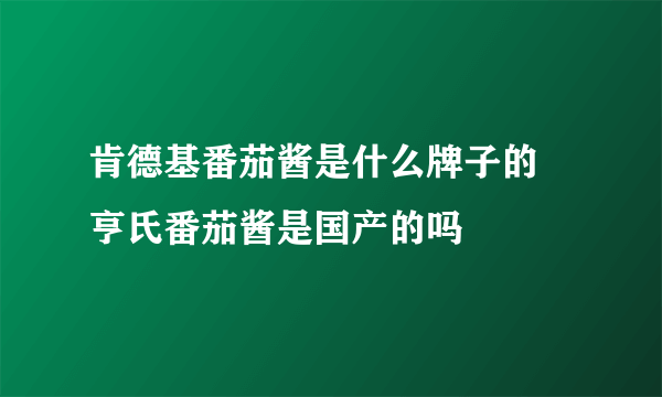 肯德基番茄酱是什么牌子的 亨氏番茄酱是国产的吗