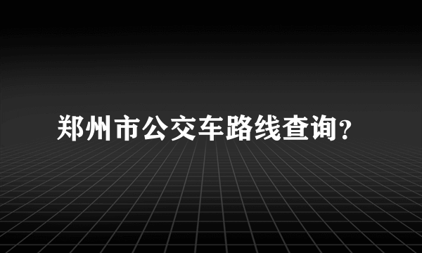 郑州市公交车路线查询？