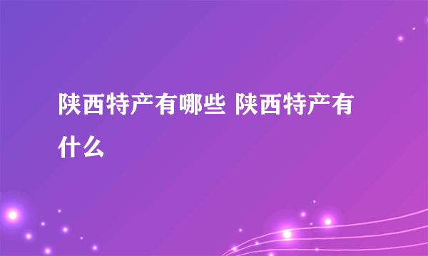 陕西特产有哪些 陕西特产有什么