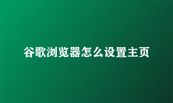 谷歌浏览器怎么设置主页