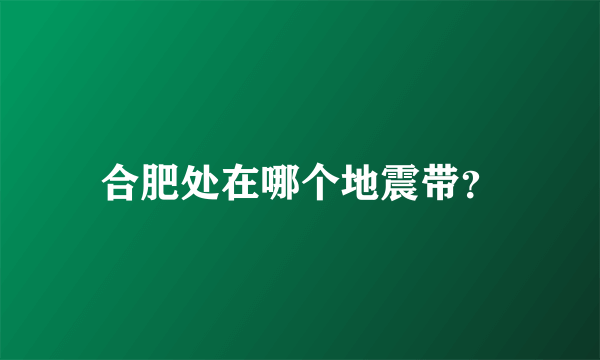 合肥处在哪个地震带？