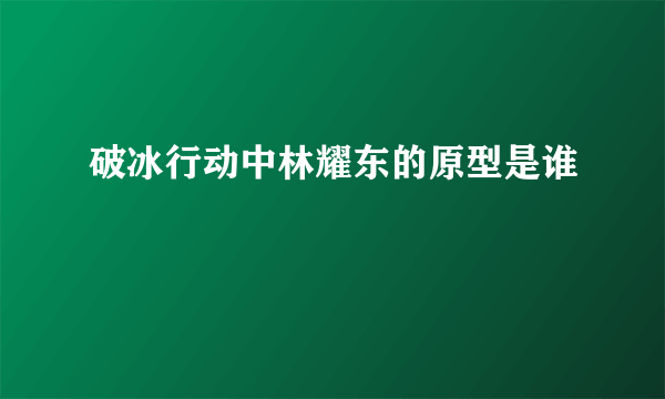 破冰行动中林耀东的原型是谁