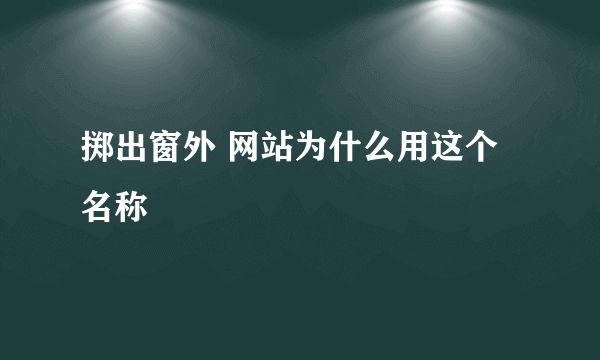 掷出窗外 网站为什么用这个名称